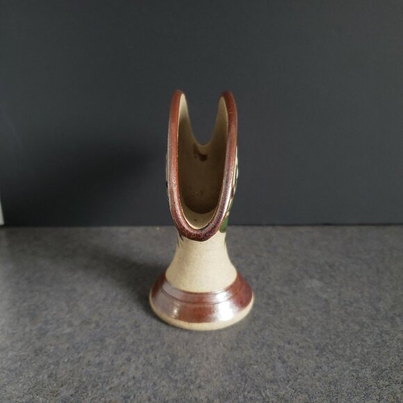 Tonala Sandstone Mexican Pottery Napkin Holder Letter Holder Footed Vintage - Picture 4 of 6